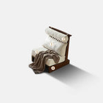 Stylish Beige Brown Sofa with Natural Ash Wood Frame, Cotton Linen Upholstery, & Rattan Accents htzm-1518