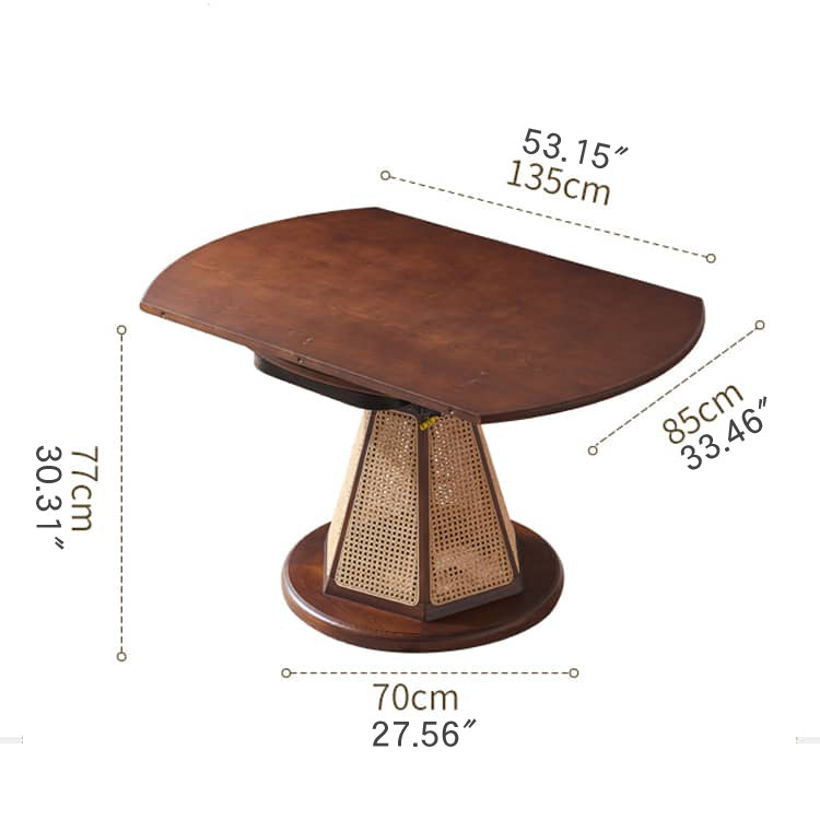 Elegant Brown Ash Wood Table with Rattan Accents and Cotton Linen Blend htzm-1520