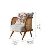 Elegant Ash Wood Sofa with Rattan Accents and Cotton Linen Upholstery htzm-1522