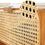 Stylish Ash Wood and Rattan Bedside Cupboard - Natural Finish htzm-1524