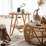 Natural Wood and Rattan Tea Table – Elegant and Durable Design htzm-1528