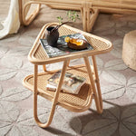 Natural Wood and Rattan Tea Table – Elegant and Durable Design htzm-1528