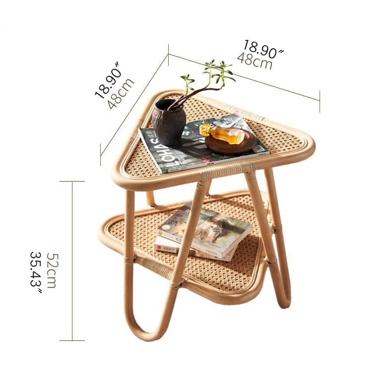 Natural Wood and Rattan Tea Table – Elegant and Durable Design htzm-1528