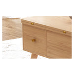 Stylish Natural Oak and White Matte Ceramic Tea Table - Premium Solid Wood Design hx-1564