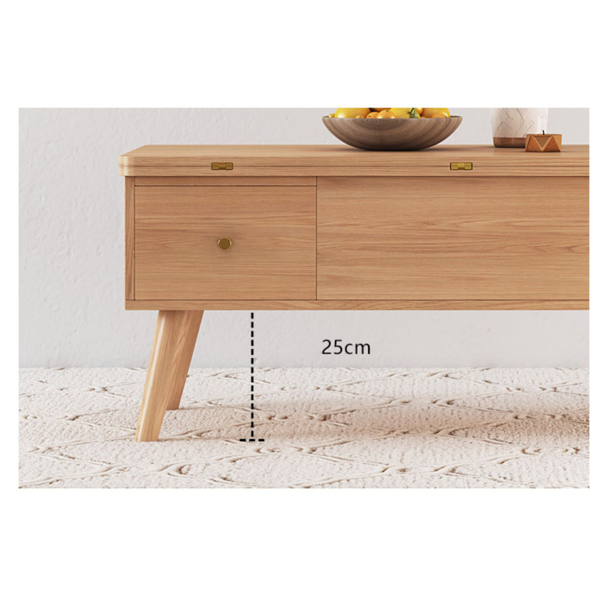 Stylish Natural Oak and White Matte Ceramic Tea Table - Premium Solid Wood Design hx-1564