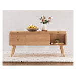 Elegant White Tea Table with Natural Solid Oak Wood and Ceramic Accents hx-1565