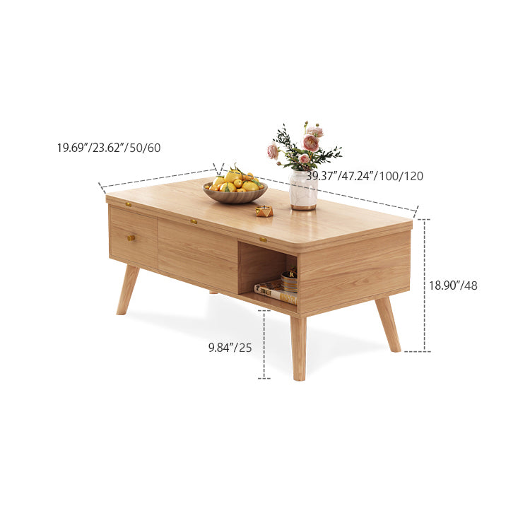 Elegant White Tea Table with Natural Solid Oak Wood and Ceramic Accents hx-1565