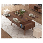 Elegant Solid Wood & Ceramic Tea Table - Brown, White & Black Design hx-1566