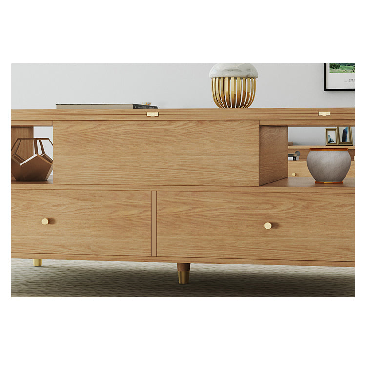 Elegant White Oak Solid Wood Tea Table with Ceramic Top - Natural Finish hx-1568