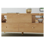 Elegant White Oak Solid Wood Tea Table with Ceramic Top - Natural Finish hx-1568