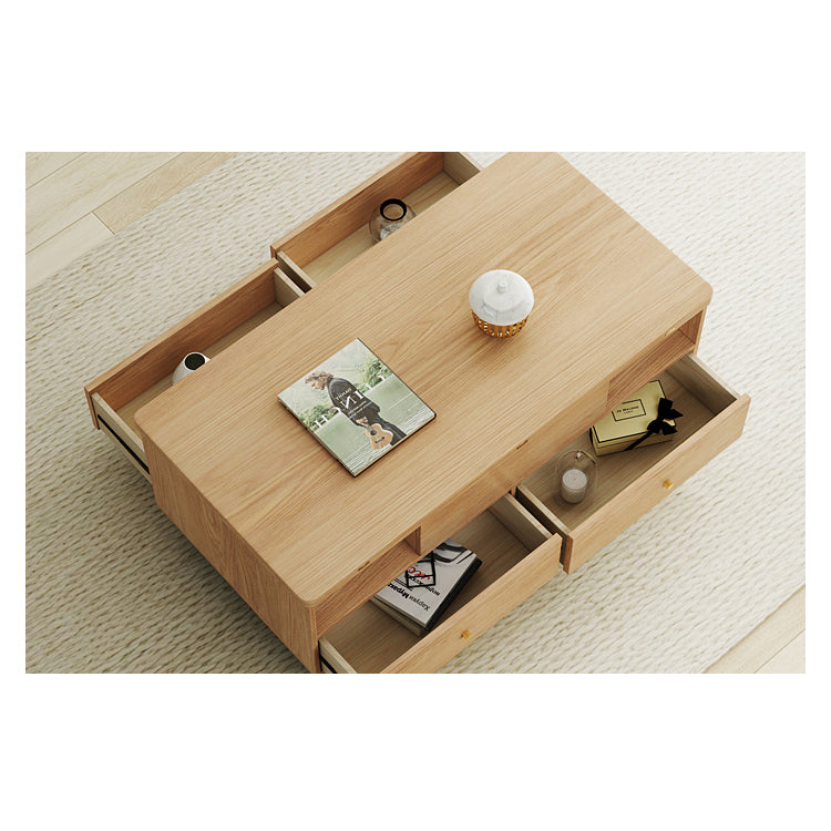 Elegant White Oak Solid Wood Tea Table with Ceramic Top - Natural Finish hx-1568