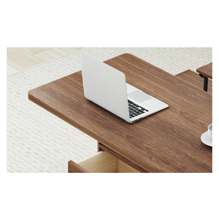 Elegant Solid Wood Tea Table with Ceramic Top - Brown, White & Black hx-1569