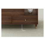 Elegant Solid Wood Tea Table with Ceramic Top - Brown, White & Black hx-1569