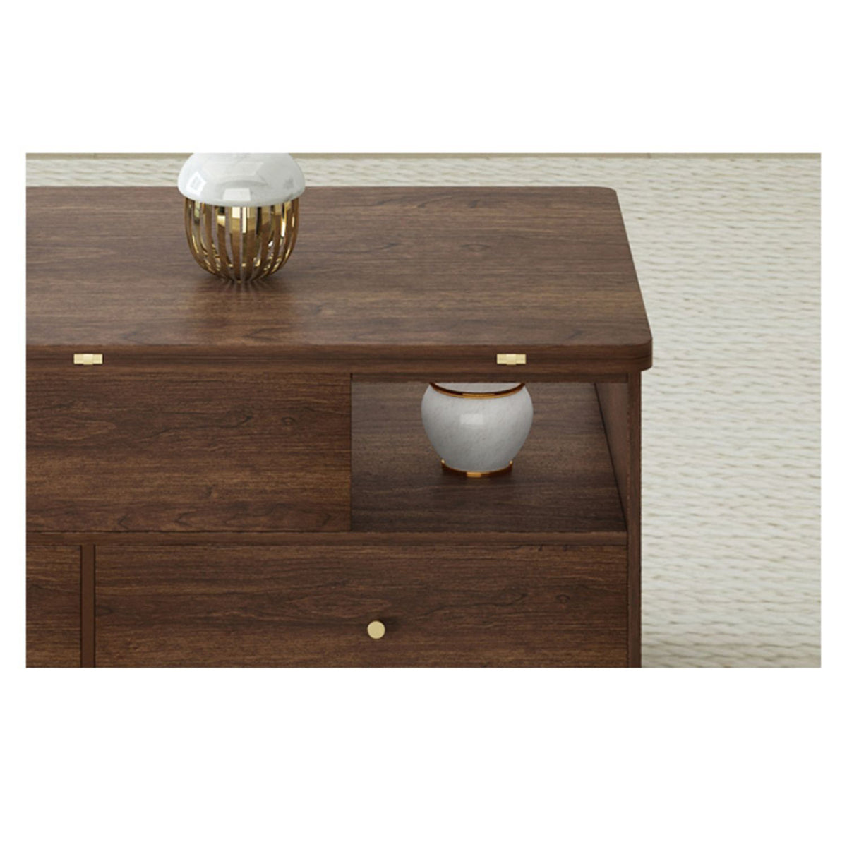 Elegant Solid Wood Tea Table with White Ceramic Top – Perfect for Modern Homes hx-1570