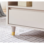 Elegant White Beige Oak Wood Tea Table with Ceramic Top – Stylish & Durable hx-1575