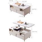 Elegant White Beige Oak Wood Tea Table with Ceramic Top – Stylish & Durable hx-1575