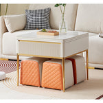 Elegant White Gold Ceramic Tea Table – Modern & Stylish Centerpiece hx-1576