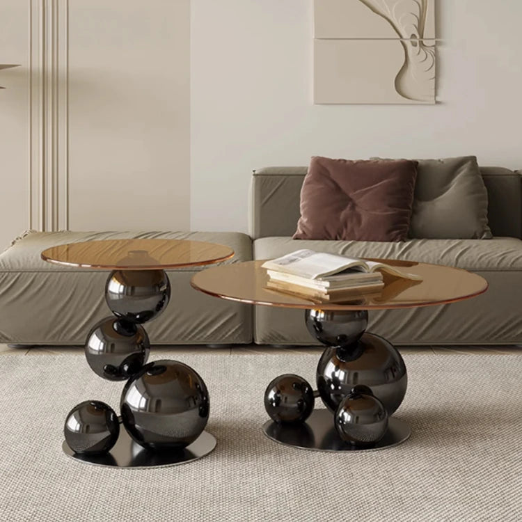 Stylish Tempered Glass Coffee Table with Unique Stainless Steel Base - Modern Living Room Decor hxbs-3027