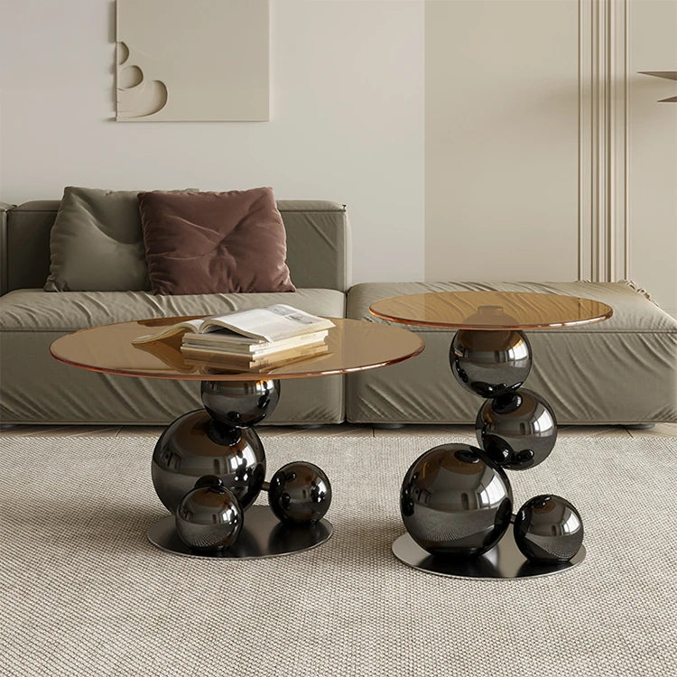 Stylish Tempered Glass Coffee Table with Unique Stainless Steel Base - Modern Living Room Decor hxbs-3027