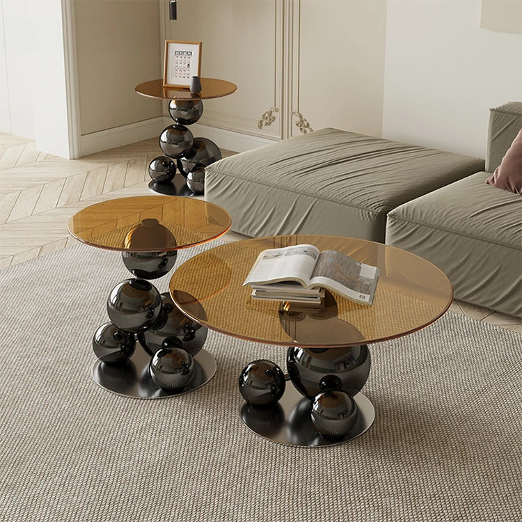 Stylish Tempered Glass Coffee Table with Unique Stainless Steel Base - Modern Living Room Decor hxbs-3027