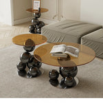 Stylish Tempered Glass Coffee Table with Unique Stainless Steel Base - Modern Living Room Decor hxbs-3027