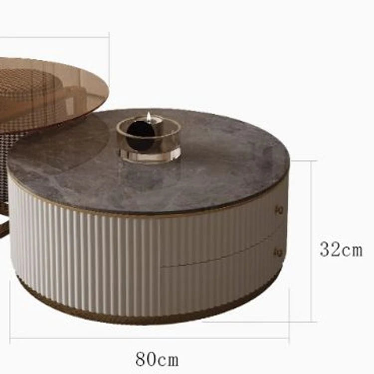 Elegant Tempered Glass Coffee Table with Stainless Steel Base and Sintered Stone Top - Modern Chic Centerpiece for Living Room hxbs-3029