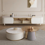 Elegant Tempered Glass Coffee Table with Stainless Steel Base and Sintered Stone Top - Modern Chic Centerpiece for Living Room hxbs-3029