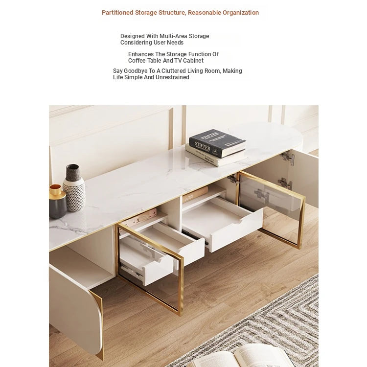 Elegant Tempered Glass Coffee Table with Stainless Steel Base and Sintered Stone Top - Modern Chic Centerpiece for Living Room hxbs-3029