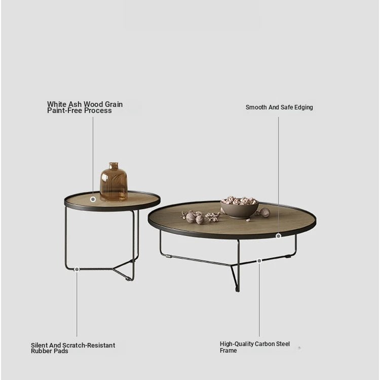 Stylish Multi-Layer Board Coffee Table Set - Modern Round Design for Living Room Decor hxbs-3031