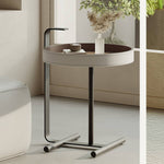 Sleek Carbon Steel Tea Table with Stylish Faux Leather Surface - Modern Design hxj-2705