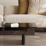 Solid Wood and Tempered Glass Tea Table - Elegant Design for Modern Living Spaces hxj-2725