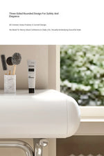 Sleek Modern Makeup Table with Round Mirror and Stylish Stool - Multi-Layer Design for Ultimate Vanity Experience hxy-5159