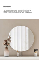 Sleek Modern Makeup Table with Round Mirror and Stylish Stool - Multi-Layer Design for Ultimate Vanity Experience hxy-5159