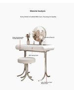 Sleek Modern Makeup Table with Round Mirror and Stylish Stool - Multi-Layer Design for Ultimate Vanity Experience hxy-5159