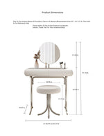 Sleek Modern Makeup Table with Round Mirror and Stylish Stool - Multi-Layer Design for Ultimate Vanity Experience hxy-5159