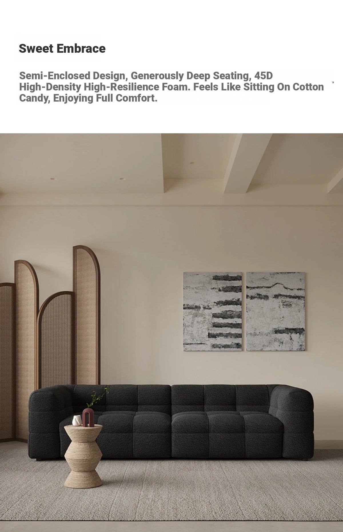 Modern Faux Lambswool Sofa - Stylish Pine & Oak Design for Chic Living Rooms hxy-5160