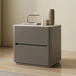 Stylish Ceramic Sintered Stone Bedside Cupboard with Sleek Synthetic Leather Finish - Modern Nightstand for Bedroom Storage hxy-5161