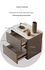 Stylish Ceramic Sintered Stone Bedside Cupboard with Sleek Synthetic Leather Finish - Modern Nightstand for Bedroom Storage hxy-5161