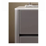 Stylish Ceramic Sintered Stone Bedside Cupboard with Sleek Synthetic Leather Finish - Modern Nightstand for Bedroom Storage hxy-5161