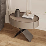 Stylish Round Bedside Cupboard with Multi-Layer Board and Synthetic Leather Finish - Modern Furniture for Your Bedroom hxy-5162
