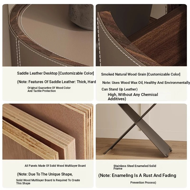 Stylish Round Bedside Cupboard with Multi-Layer Board and Synthetic Leather Finish - Modern Furniture for Your Bedroom hxy-5162