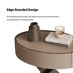 Stylish Round Bedside Cupboard with Multi-Layer Board and Synthetic Leather Finish - Modern Furniture for Your Bedroom hxy-5162