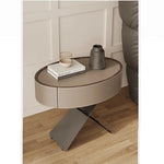 Stylish Round Bedside Cupboard with Multi-Layer Board and Synthetic Leather Finish - Modern Furniture for Your Bedroom hxy-5162