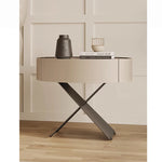 Stylish Round Bedside Cupboard with Multi-Layer Board and Synthetic Leather Finish - Modern Furniture for Your Bedroom hxy-5162