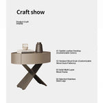 Stylish Round Bedside Cupboard with Multi-Layer Board and Synthetic Leather Finish - Modern Furniture for Your Bedroom hxy-5162