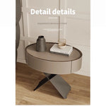 Stylish Round Bedside Cupboard with Multi-Layer Board and Synthetic Leather Finish - Modern Furniture for Your Bedroom hxy-5162