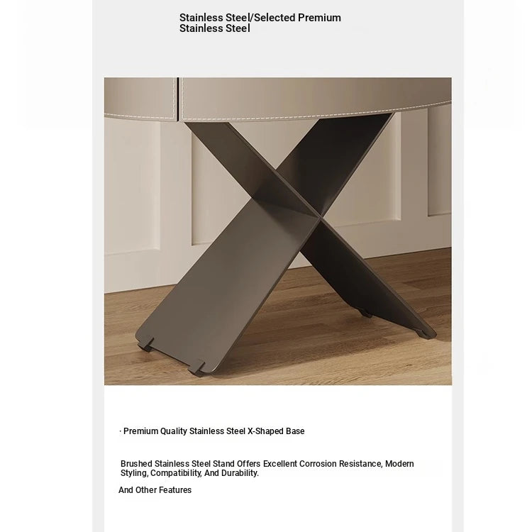 Stylish Round Bedside Cupboard with Multi-Layer Board and Synthetic Leather Finish - Modern Furniture for Your Bedroom hxy-5162