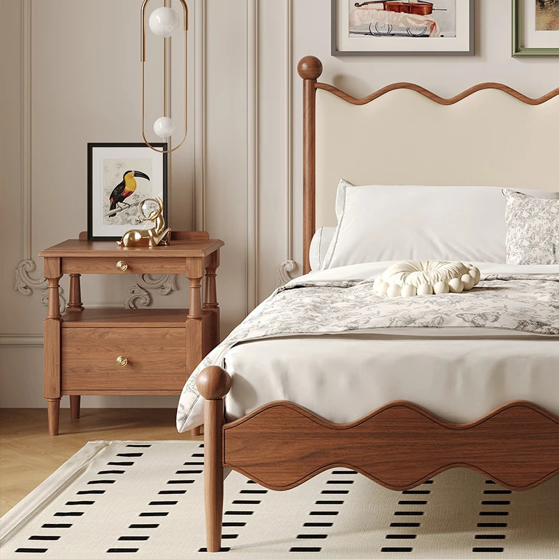 Elegant Ash Wood Bedside Cupboard with Drawer - Charming Nightstand for Bedroom Decor hxy-5163