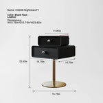 Stylish PU Leather and Solid Wood Bedside Cupboard with Elegant Gold Base – Modern Nightstand Storage Solution hxy-5165