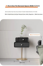 Stylish PU Leather and Solid Wood Bedside Cupboard with Elegant Gold Base – Modern Nightstand Storage Solution hxy-5165